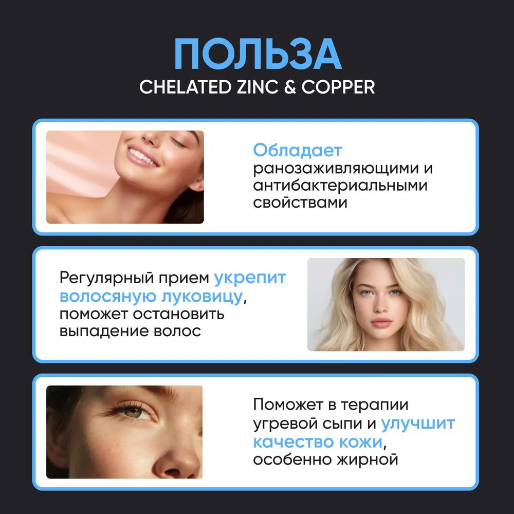 Медь и цинк хелат 250 мг / 120 шт / Naturalist supplements